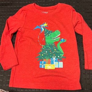 Cat & Jack Dino Christmas Boys Long Sleeve Shirt